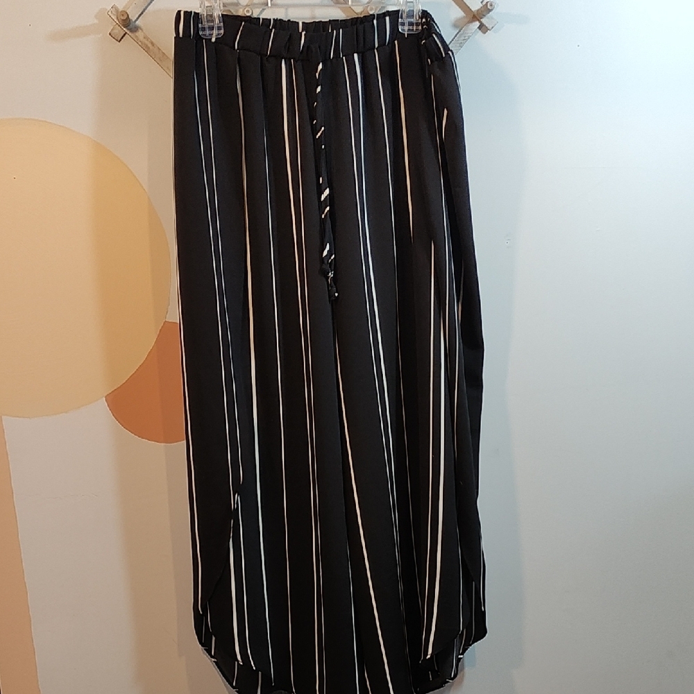 Black and White Striped Women's Pants